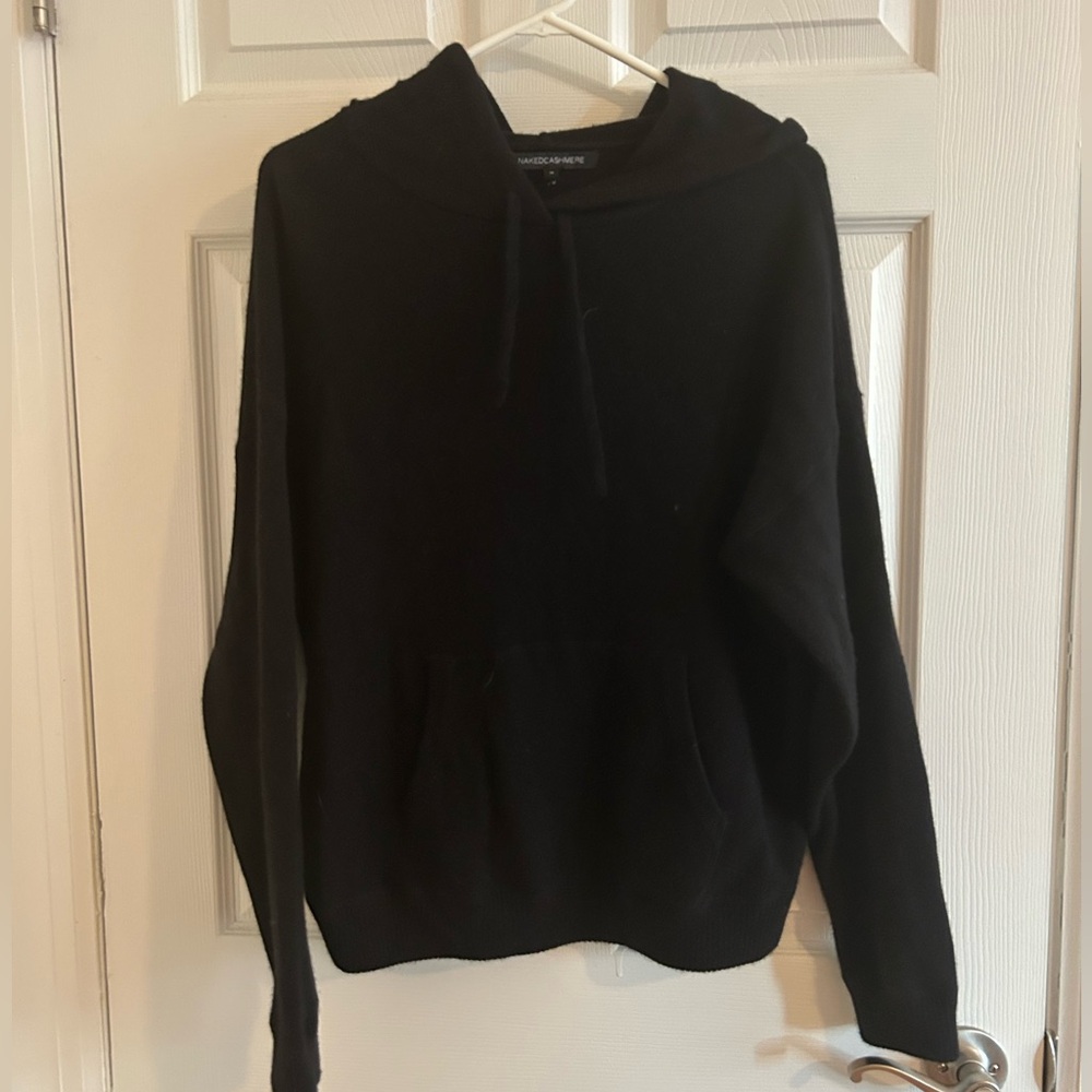 NakedCashmere Black Cashmere Pullover Hoodie